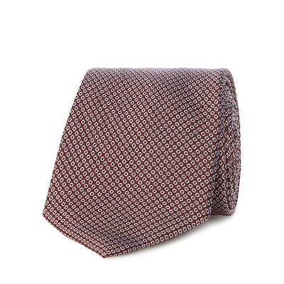 Dark red geometric patterned tie